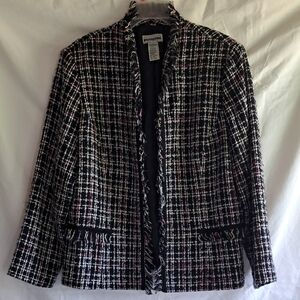 Perceptions Women's Black and White Checkered Blazer